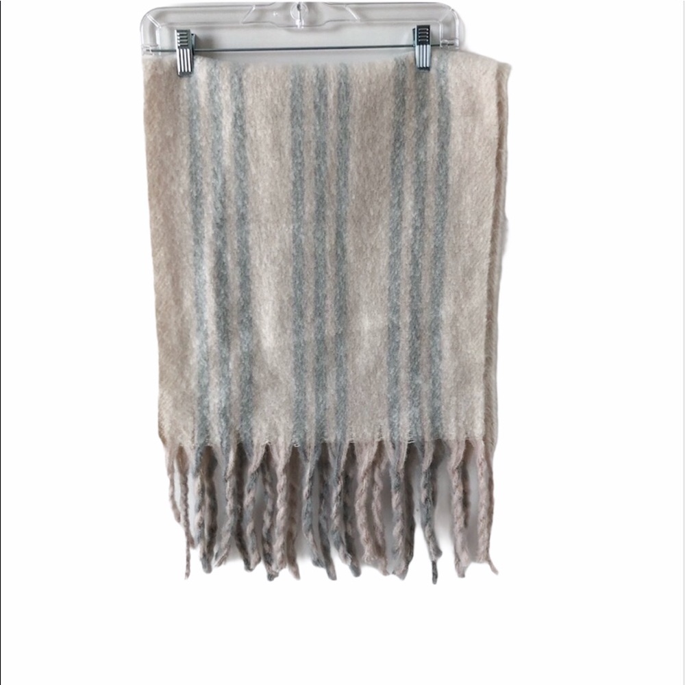 ALDO Cozy Blanket Scarf Blush Gray Striped Sz OS